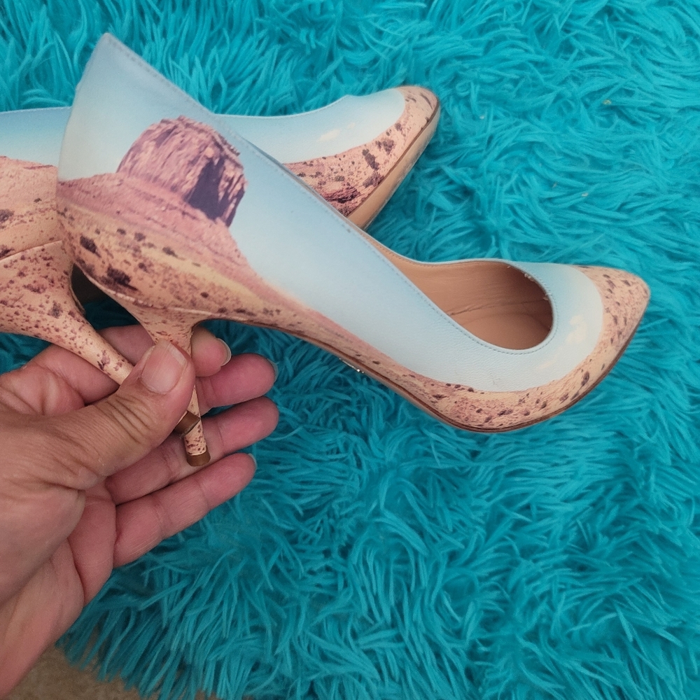 Charlotte Olympia Light Blue and Cream Pointed Toe Heels - Picture 11 of 11